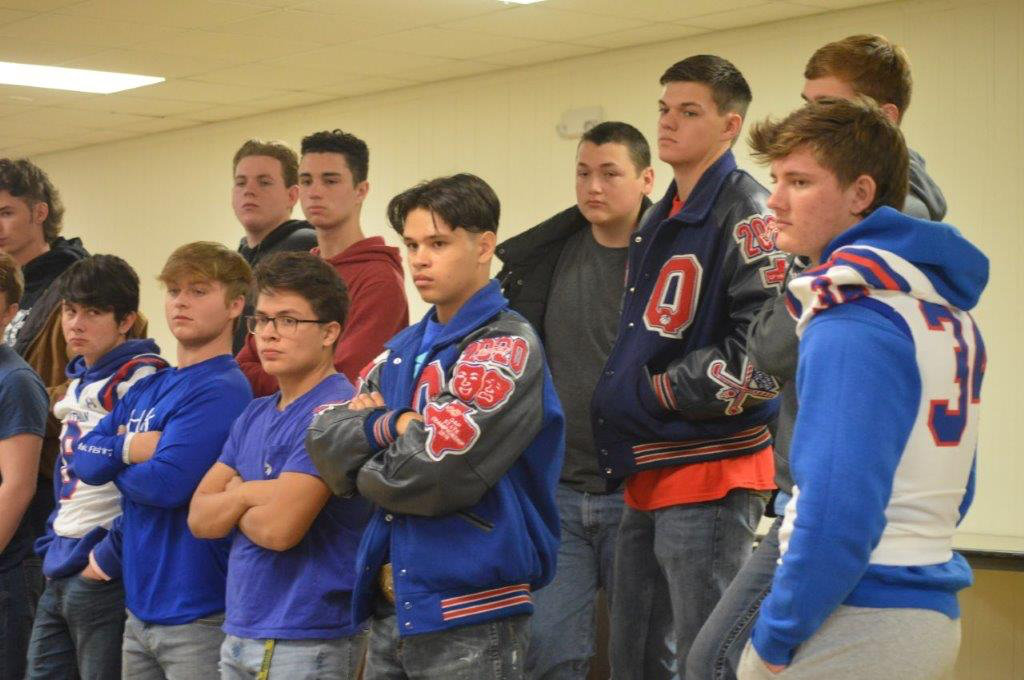 This group of young men listen intently to a presentation by Randy Humphrey and Quitman ISD Superintendent Rhonda Turner about the new program partenership between Quitman ISD and Humphrey and Associates.